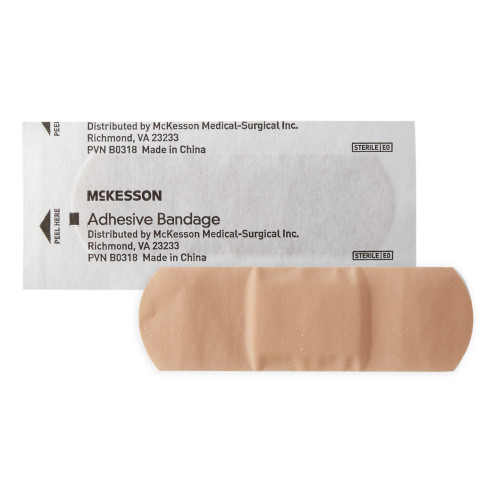 McKesson Adhesive Strip Plastic Tan 1 X 3 Inch Sterile, 16-4821, Box of 100