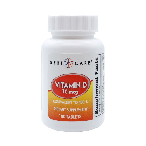 Geri-Care Vitamin D3 400 IU Strength Tablet 100 per Bottle 874-01-GCP Bottle of 1