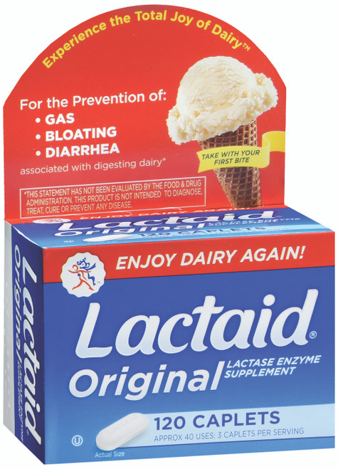 Dietary Supplement Lactaid Original Lactase Enzyme 3300 IU Strength Tablet Unflavored Bottle of 1