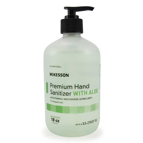Hand Sanitizer with Aloe McKesson Premium 18 oz. Ethanol Gel Pump Bottle 53-27037-18 Each/1 53-27037-18 MCK BRAND 937918_EA