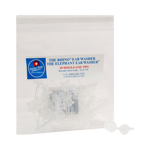 Doctor Easy Ear Wash System Tips for Rhino and Elephant Ear Washer, TW, Pack of 20
