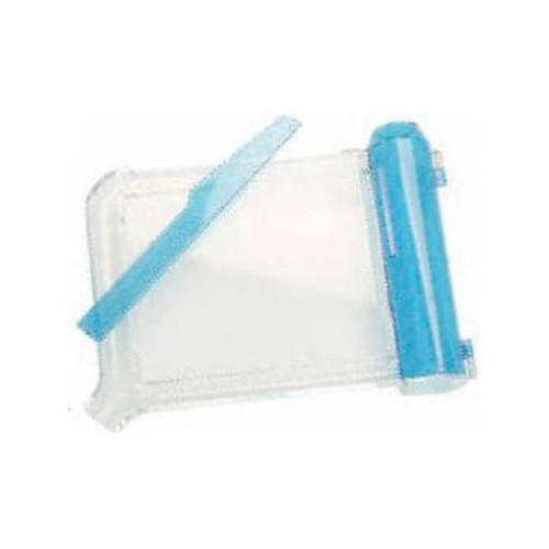 Pill Counter Plastic Tray, Hinged Funnel, Spatula Included, White and Blue, 8, 6'' 5709, Pack of 1