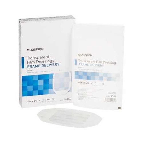 Transparent Film Dressing McKesson Octagon 4 X 4-3/4 Inch Frame Style Delivery Without Label Sterile 4986 Box/50 4986 MCK BRAND 886409_BX