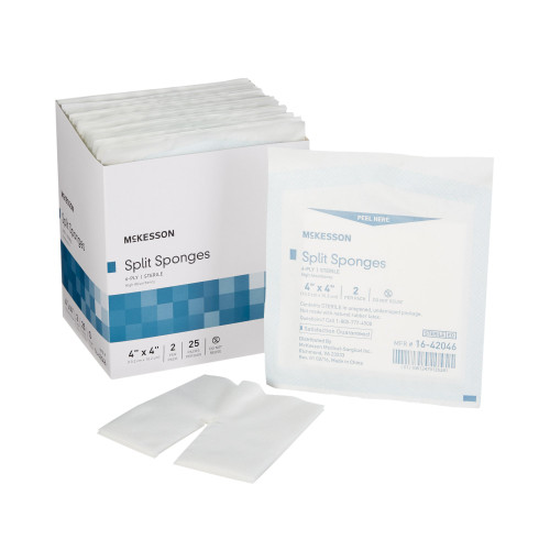 McKesson Drain Sponge 4 X 4 Inch 6-Ply Sterile High Absorbency 2 per Pack, 16-42046, Box of 25