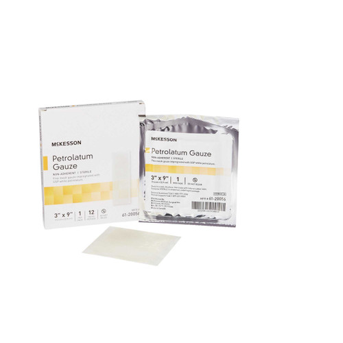 Petrolatum Impregnated Dressing McKesson 3 X 9 Inch Pleated Gauze USP White Petrolatum Sterile 61-20056 Each/1 61-20056 MCK BRAND 488942_EA Petrolatum Impregnated Dressing McKesson 3 X 9 Inch Pleated Gauze USP White Petrolatum Sterile 61-20056 Each/1 61-20056 MCK BRAND 488942_EA