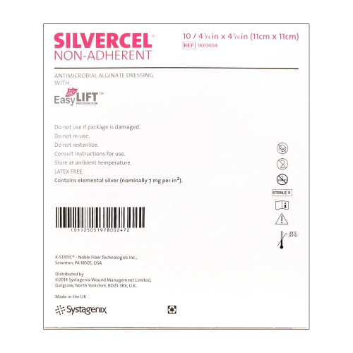 Silvercel Non-Adherent Silver Alginate Dressing 4-1/2 X 4-1/2 Inch Square Sterile, 900404, Pack of 1