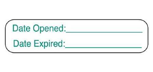 Identification Label Barkley Date Opened Date Expired Green 3/8 X 1-5/8 Inch 2970 Pack/1000 HEALTH CARE LOGISTICS, INC. 693770_PK