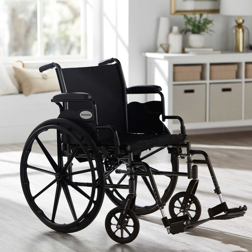 Lightweight Wheelchair McKesson Dual Axle Flip Back Padded Removable Mag Black 20 Inch 300 lbs. 146-K320DDA-SF Each/1 MCK BRAND 1065286_EA