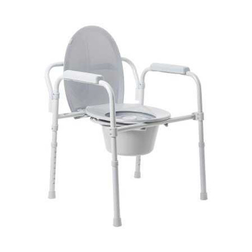 Commode Chair McKesson Fixed Arm Steel Frame Steel Back Bar / Seat Lid Back 15.5 to 21.75 Inch 146-11148N-4 Case/4 MCK BRAND 1073633_CS