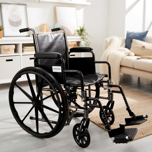 Wheelchair McKesson Padded Removable Composite Black 18 Inch 300 lbs. 146-SSP218DDA-SF Each/1 MCK BRAND 1065276_EA
