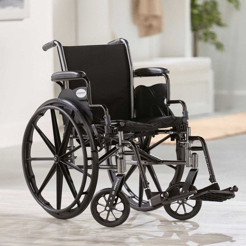 McKesson Lightweight Wheelchair, Fixed Arm Height, Swing-Away Foot Rest, 16'' Seat Width, 35 lbs. Product Weight, Pack of 1 McKesson 1065282_EA