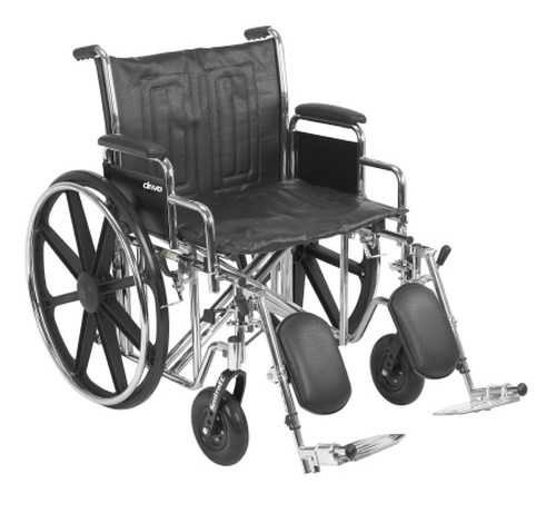 Bariatric Wheelchair, Heavy Duty, Elevating Swing Away Leg Rest, Padded Desk Length Arms, 22'' Seat Width, 450 lbs. Weight Capacity, Black, Pack of 1 McKesson 1065281_EA