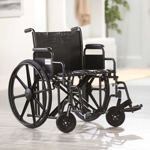 Wheelchair McKesson Dual Axle Padded Removable Composite Black 24 Inch 450 lbs. 146-STD24ECDDA-SF Each/1 MCK BRAND 1065288_EA