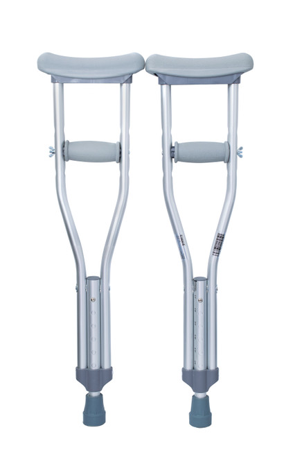 Underarm Crutches McKesson Aluminum Frame Child 175 lbs. Weight Capacity 26 to 34 Inch Crutch Height Push Button Adjustment 146-10427 Pair of 1