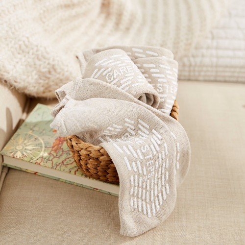 Slipper Socks Care-Steps Large Tan Above the Ankle 80104 Pair of 1