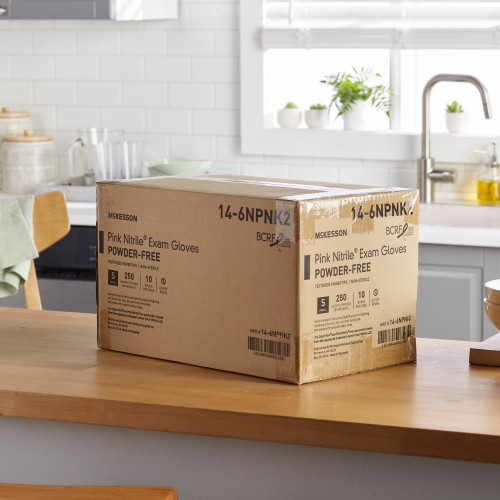 McKesson Pink Nitrile Exam Glove Small NonSterile Nitrile Standard Cuff Length Textured Fingertips Pink Not Rated, 14-6NPNK2, Case of 2500