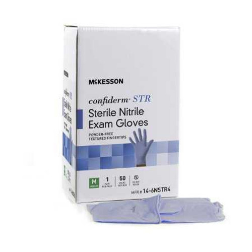Exam Glove McKesson Confiderm STR Sterile Pair Blue Powder Free Nitrile Ambidextrous Textured Fingertips Not Chemo Approved Medium 14-6NSTR4 Pair/1 MCK BRAND 1065406_PR