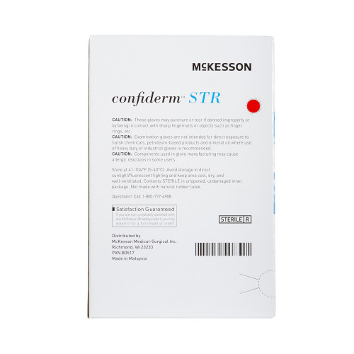 McKesson Confiderm STR Exam Glove Medium Sterile Pair Nitrile Standard Cuff Length Textured Fingertips Blue Not Rated, 14-6NSTR4, Pair of 1