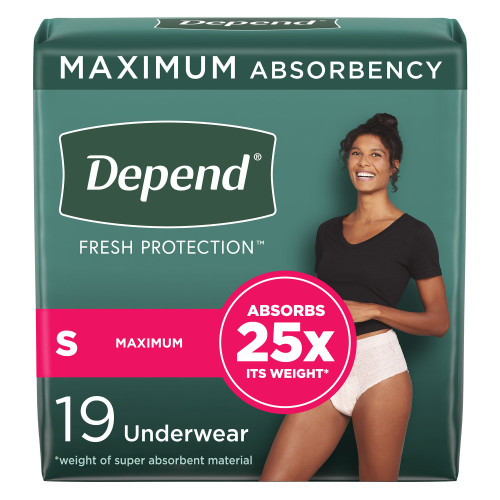 Depend Fresh Protection Absorbent Underwear Waistband Style Adult Small Female Disposable Heavy Absorbency, 47915, Case of 38