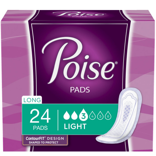 Poise Bladder Control Pad 11 Inch Length Light Absorbency Polymer Core One Size Fits Most, 48536, Case of 96