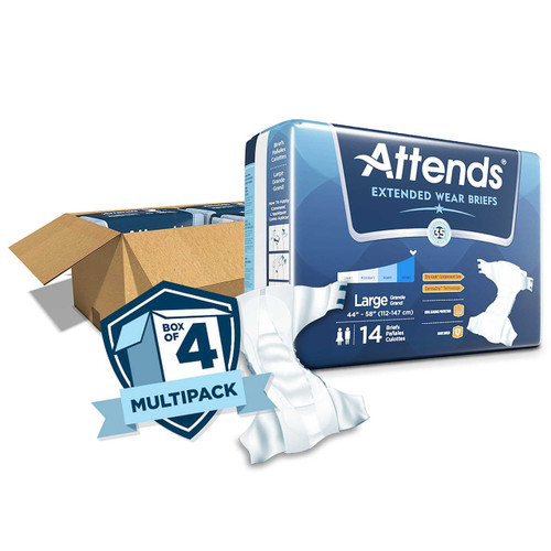 Unisex Adult Incontinence Brief Attends® Overnight Large Disposable Heavy Absorbency DDEW30 Bag of 14 Attends® Overnight 1078991_BG