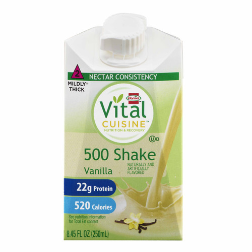 Hormel Vital Cuisine 500 Shakes Oral Supplement Vanilla Flavor Liquid 8.45 oz. Carton, 72504, Case of 27