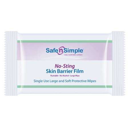 Skin Barrier Wipe Safe N Simple™ No-Sting 60% / 20% Strength Purified Water / Polyvinylpyrrolidone / Glycerin / Propylene Glycol Individual Packet Large NonSterile SNS00807 Box of 25 Safe N Simple™ No-Sting 1074722_BX