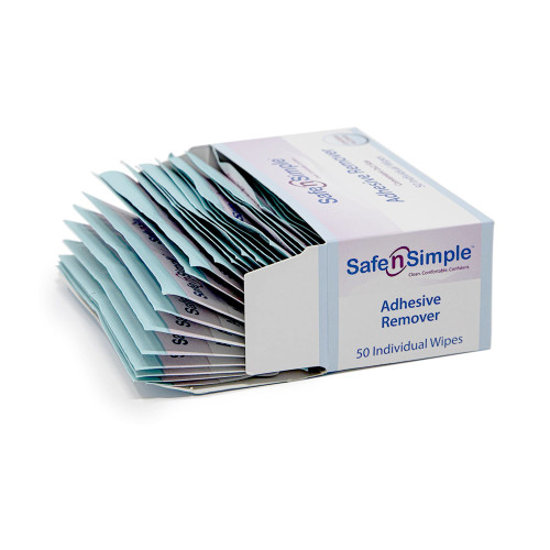 Safe n Simple Adhesive Remover Wipe 50 per Box Alcohol Free, SNS00550, Box of 50