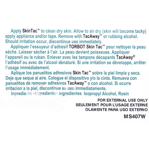 Skin Tac Skin Barrier Wipe 78 to 82% Strength Isopropyl Alcohol Individual Packet NonSterile, MS407-W, Pack of 1
