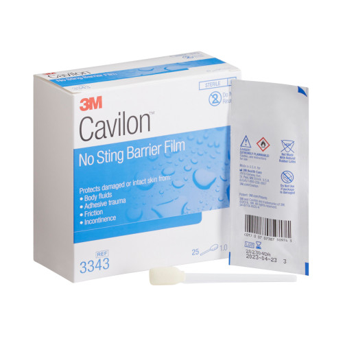 3M Cavilon No Sting Skin Barrier Applicator 26 to 62% Strength Hexamethyldisiloxane / Isooctane / Acrylate Terpolymer / Polyphenylmethylsiloxane Individual Packet Sterile, 3343, Case of 100