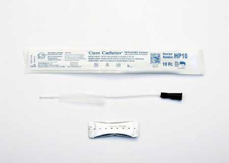 Urethral Catheter Cure Catheter Straight Tip Hydrophilic Coated Plastic 10 Fr. 10 Inch HP10 Box/30 CURE MEDICAL 1067715_BX
