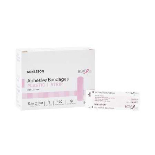 Adhesive Strip McKesson 3/4 X 3 Inch Plastic Rectangle Pink Sterile 16-4835 Box/100 MCK BRAND 1055594_BX