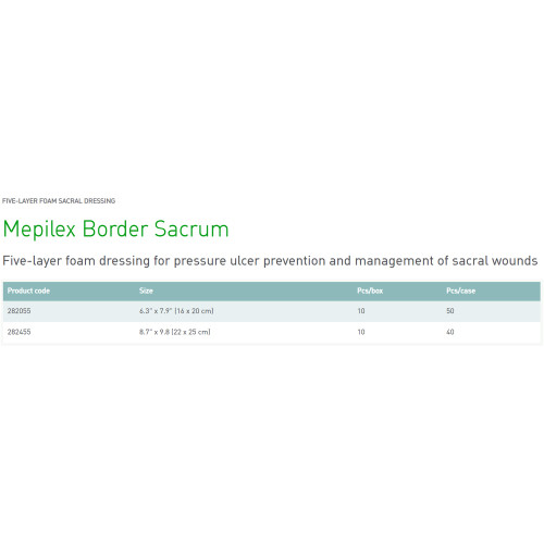 Mepilex Border Sacrum Foam Dressing 6-1/3 X 7-9/10 Inch With Border Film Backing Silicone Adhesive Sacral Sterile, 282055, Pack of 1