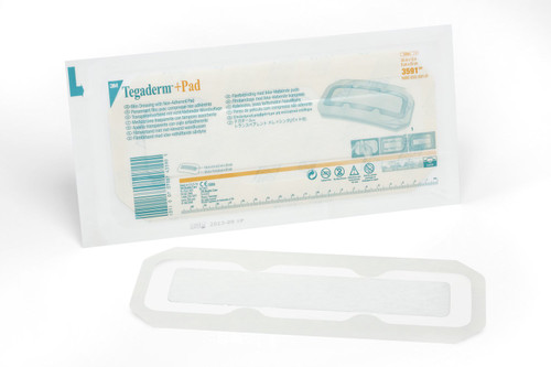 3M Tegaderm + Transparent Film Dressing with Pad 3-1/2 X 10 Inch Frame Style Delivery Rectangle Sterile, 3591, Box of 25