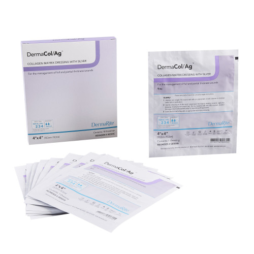 DermaCol/Ag Silver Collagen Dressing 4 X 4 Inch Square Sterile, 00503E, Pack of 1