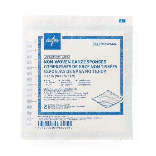 Avant Gauze Nonwoven Sponge 4 X 4 Inch 6-Ply Sterile 2 per Pack, NON21446, Case of 600