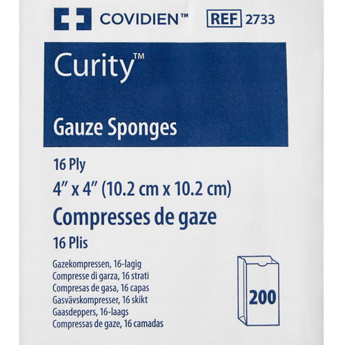 USP Type VII Gauze Sponge Curity Cotton 16-Ply 4 X 4 Inch Square NonSterile 2733 Case/2000 KENDALL HEALTHCARE PROD INC. 10287_CS