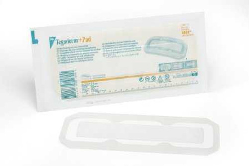 Transparent Film Dressing with Pad 3M™ Tegaderm™ + 3-1/2 x 10 Inch Frame Style Delivery Rectangle Sterile 3591 Case of 100 3M™ Tegaderm™ + 324100_CS
