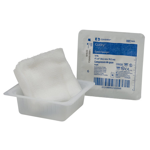 Curity Gauze Sponge 4 X 4 Inch 16-Ply Sterile 10 per Tray, 7605-, Case of 1280