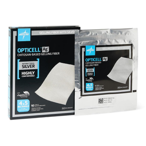 Opticell Ag+ Silver Gelling Fiber Dressing 4 X 5 Inch Rectangle Sterile, MSC9845EP, Pack of 1