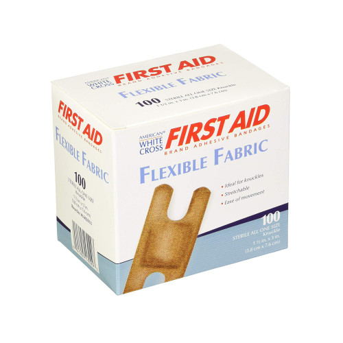 American White Cross First Aid Adhesive Strip Fabric Tan 1-1/2 X 3 Inch Sterile, 1602033, Box of 100