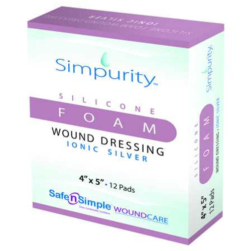 Silver Foam Dressing Simpurity™ 4 x 5 Inch Rectangle Sterile SNS74445 Pack of 1 Simpurity™ 1059068_EA