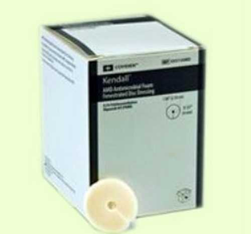 Antimicrobial Foam Dressing Kendall AMD 1 X 0.276 Inch Fenestrated Round Non-Adhesive without Border Sterile 55512AMD Case/40 KENDALL HEALTHCARE PROD INC. 713620_CS