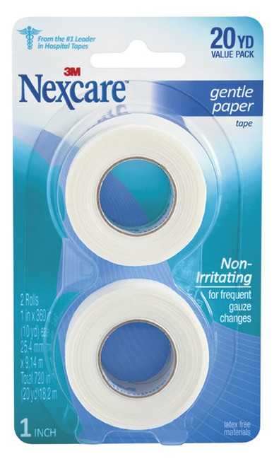 Nexcare Gentle Medical Tape White 1 Inch X 10 Yard Paper NonSterile, 781-2PK, Box of 48