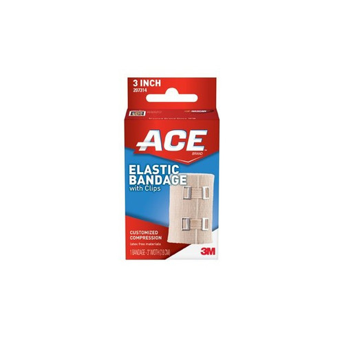 Elastic Bandage 3M ACE 3 Inch Width Clip Detached Closure Tan NonSterile Standard Compression 207314 Pack of 1