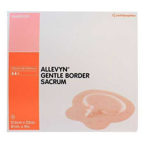 Silicone Foam Dressing Allevyn Gentle Border 8-1/2 X 9 Inch Sacral Silicone Gel Adhesive with Border Sterile 66801031 Box/10 UNITED / SMITH & NEPHEW 831048_BX