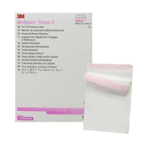 Dressing Retention Tape Medipore Dress-It Pre-Cut Pad Cloth 7-7/8 X 11 Inch White NonSterile 2958 Box/25 3M 683385_BX