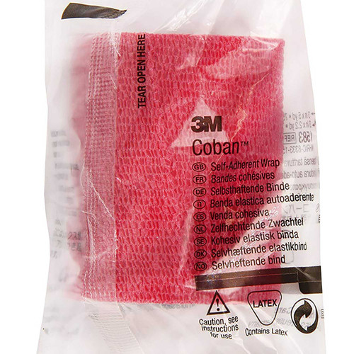 Cohesive Bandage 3M Coban 3 Inch X 5 Yard Standard Compression Self-adherent Closure Red NonSterile 1583R Case/24 3M 176491_CS