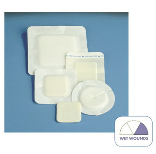 Polyderm Border Foam Dressing 4 Inch Diameter With Border Without Film Backing Nonadhesive Fenestrated Round Sterile, 46-908, Case of 50