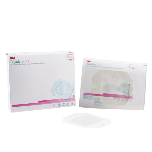 3M Tegaderm I.V. Dressing Film 4-3/4 X 4-3/4 Inch Sterile, 1668, Box of 1